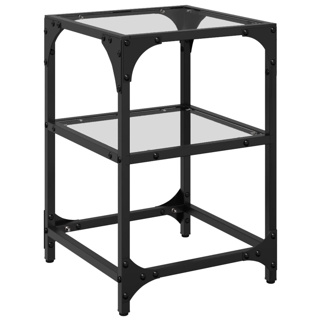 Table basse avec dessus en verre transparent 30x30x45 cm acier - XIOS