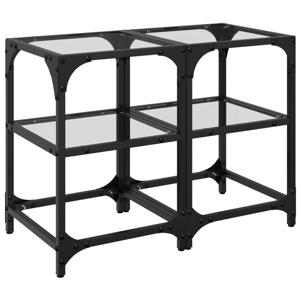 Tables basses avec dessus en verre transparent 2 pcs acier - XIOS