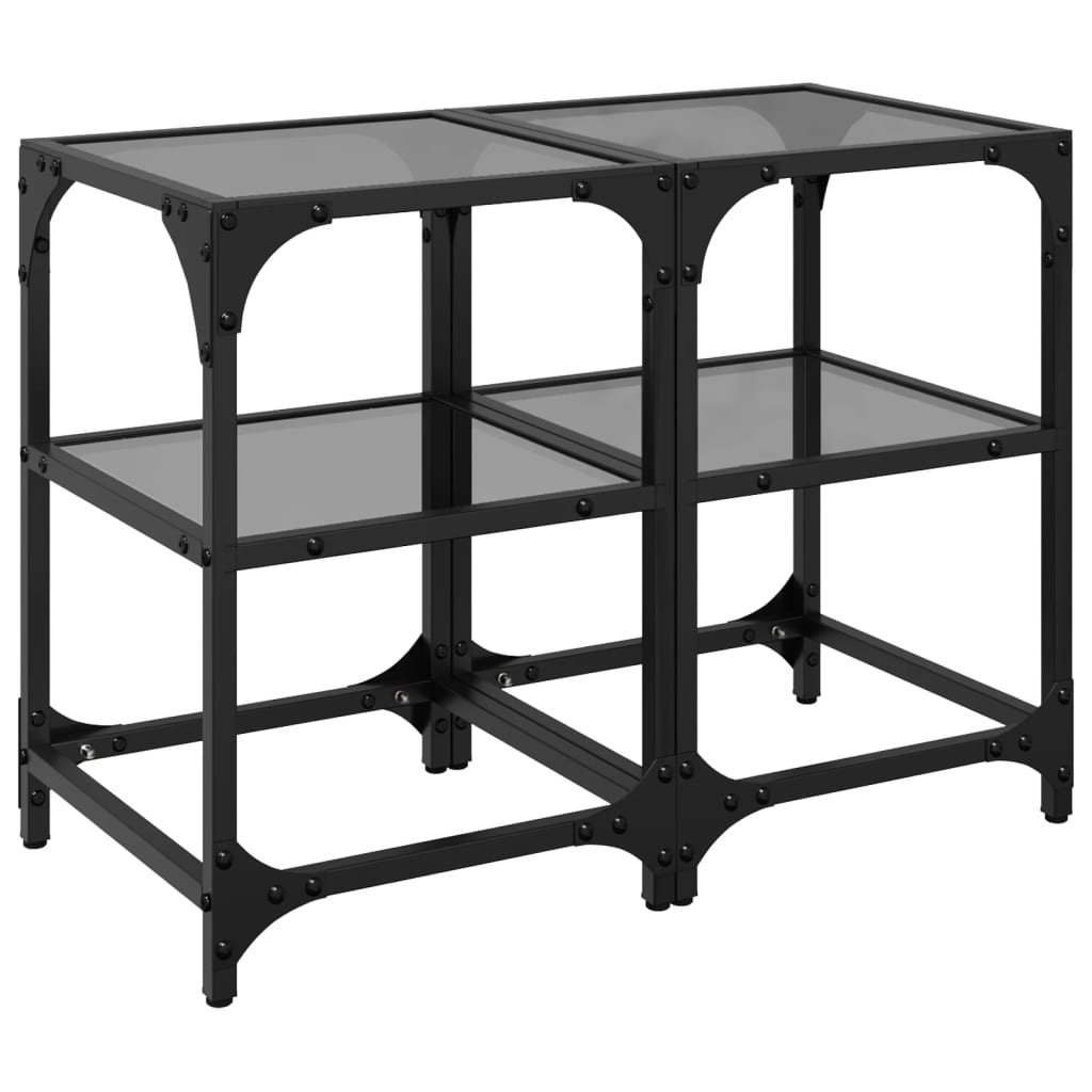 Tables basses avec dessus en verre noir 2 pcs 30x30x45 cm acier - XIOS