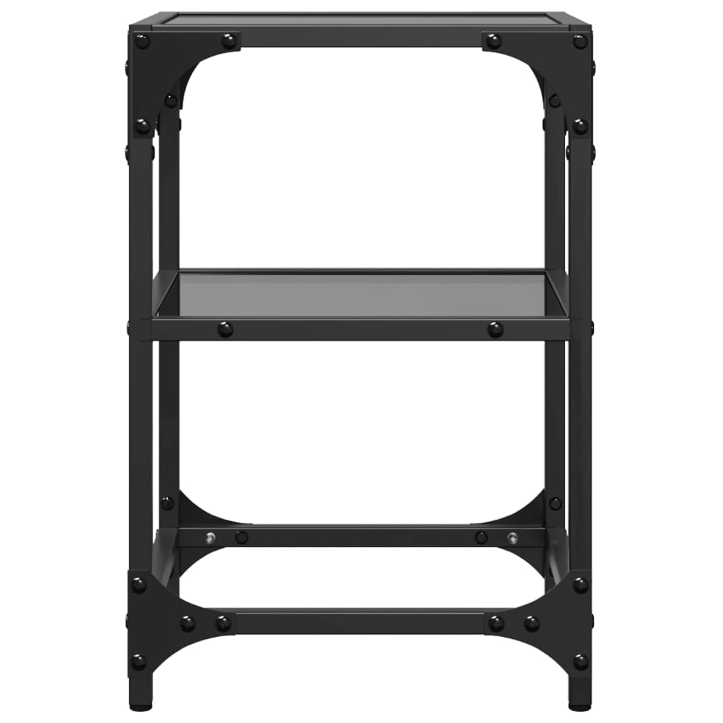 Tables basses avec dessus en verre noir 2 pcs 30x30x45 cm acier - XIOS