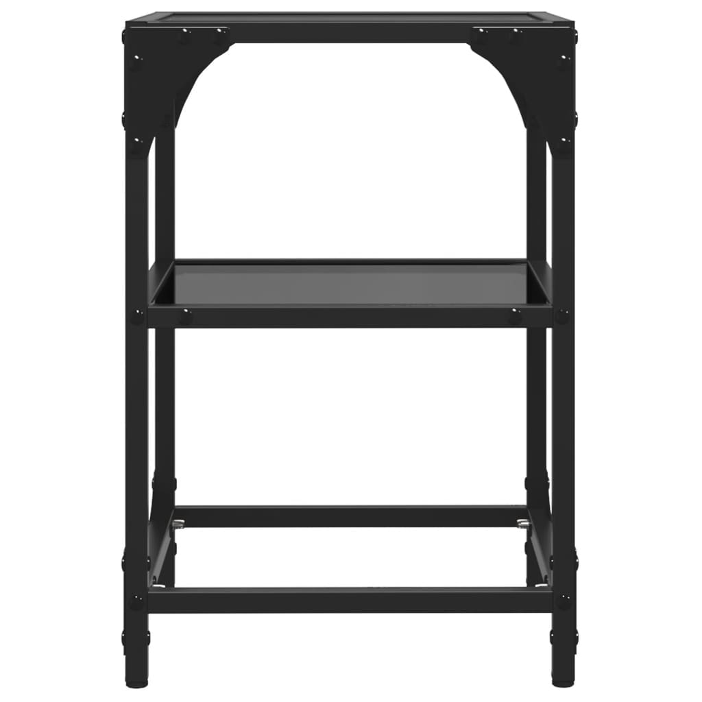 Tables basses avec dessus en verre noir 2 pcs 30x30x45 cm acier - XIOS