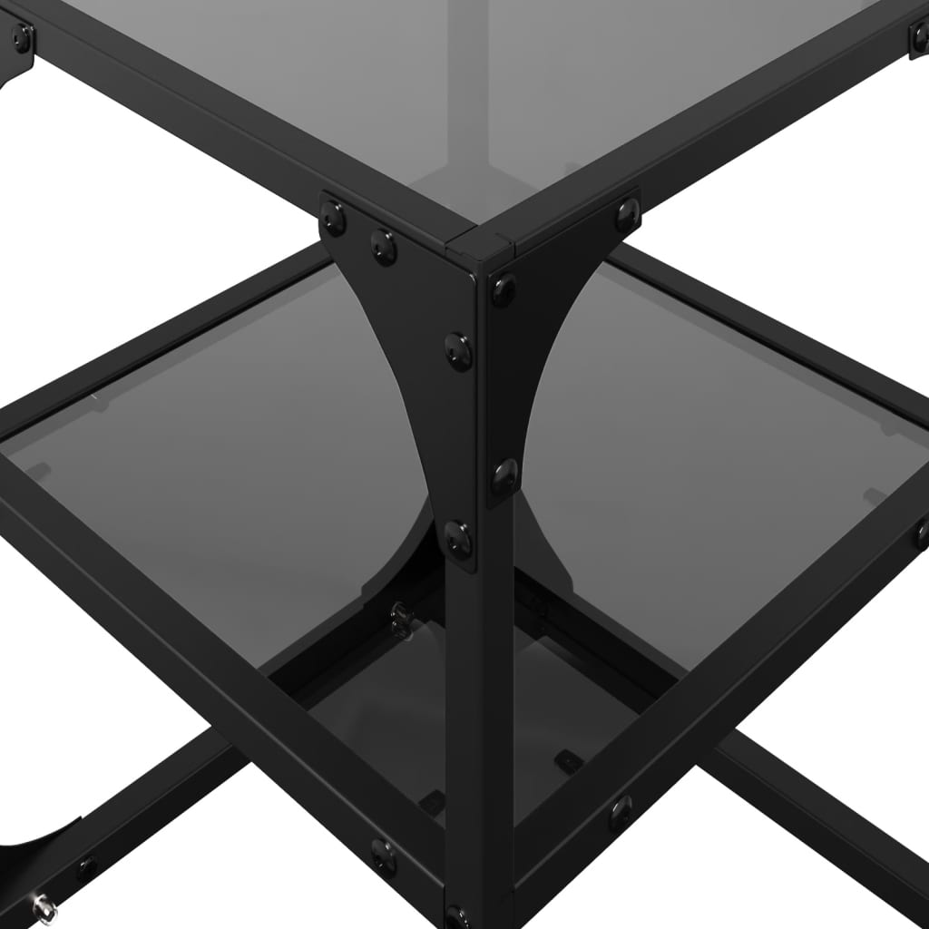 Tables basses avec dessus en verre noir 2 pcs 30x30x45 cm acier - XIOS