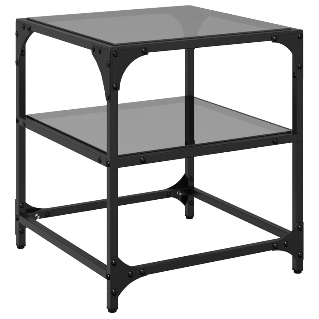Tables basses avec dessus en verre noir 2 pcs 40x40x45 cm acier - XIOS