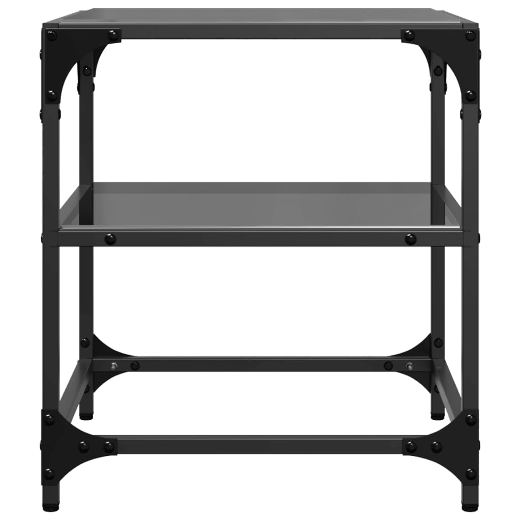 Tables basses avec dessus en verre noir 2 pcs 40x40x45 cm acier - XIOS