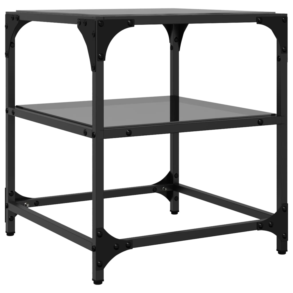 Tables basses avec dessus en verre noir 2 pcs 40x40x45 cm acier - XIOS