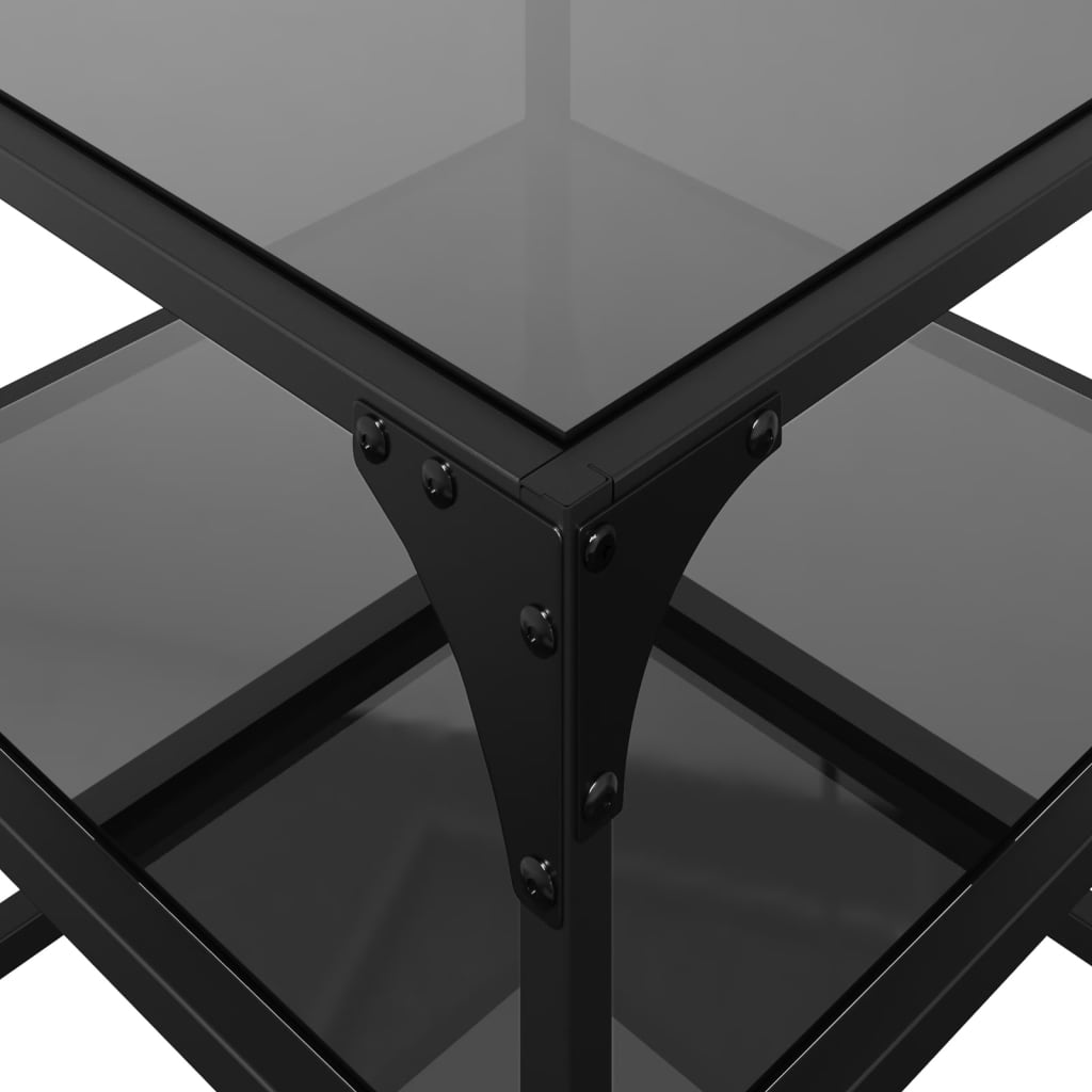 Tables basses avec dessus en verre noir 2 pcs 40x40x45 cm acier - XIOS
