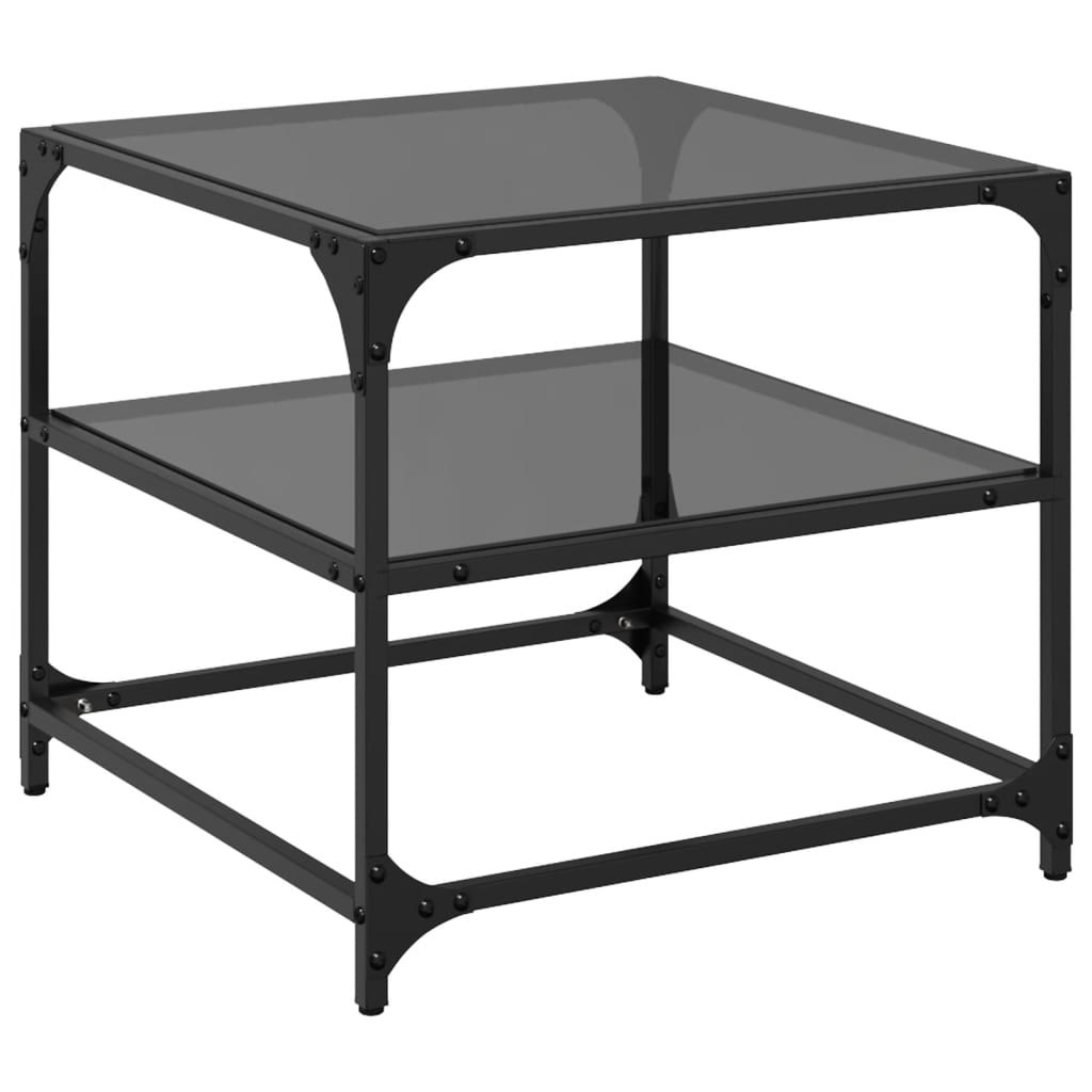 Tables basses avec dessus en verre noir 2 pcs 50x50x45 cm acier - XIOS