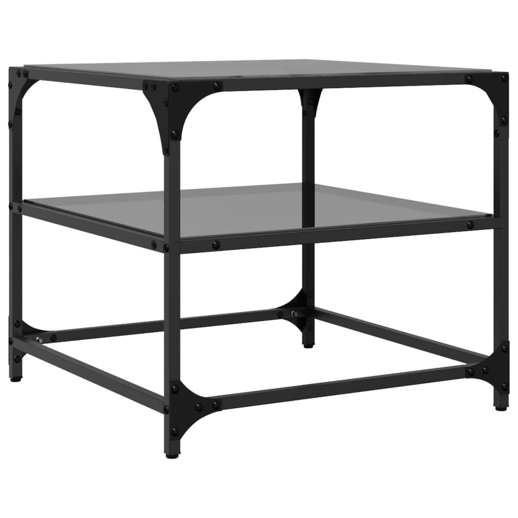 Tables basses avec dessus en verre noir 2 pcs 50x50x45 cm acier - XIOS