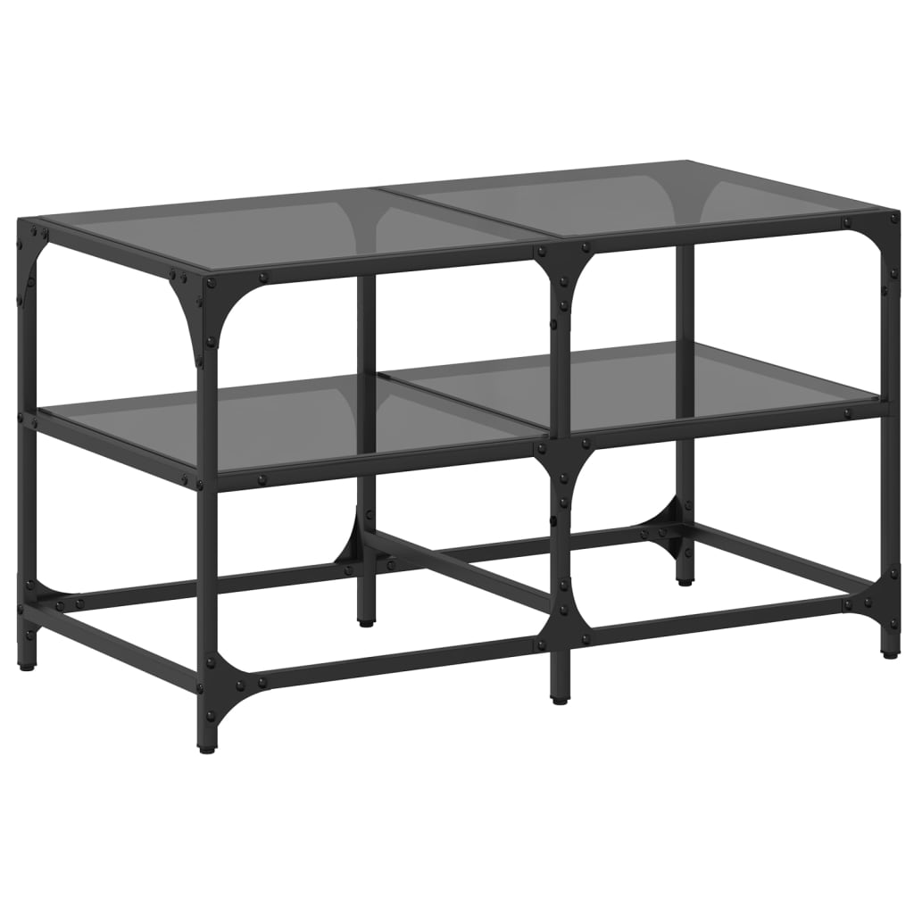 Table basse avec dessus en verre noir 78,5x40x45 cm acier - XIOS