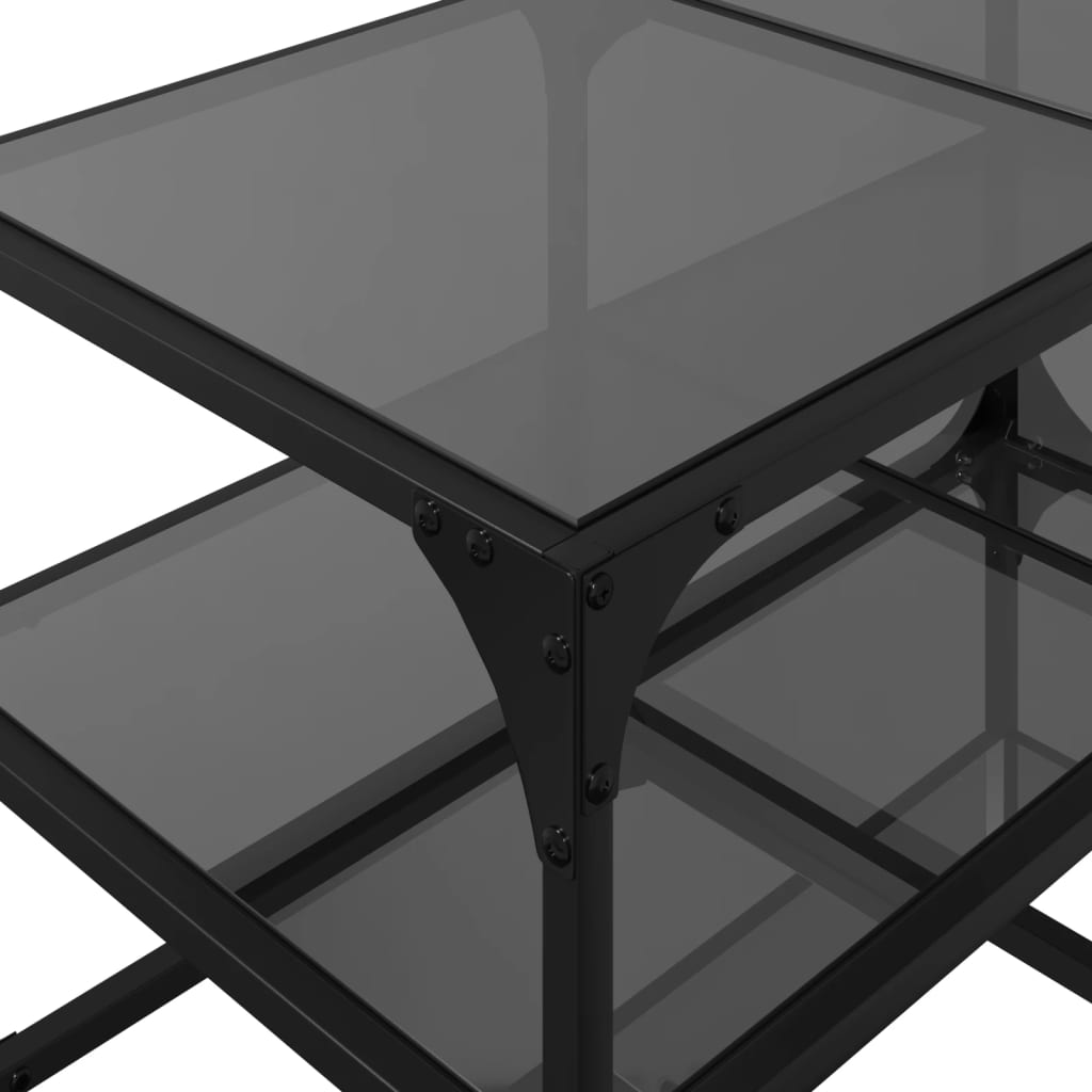 Table basse avec dessus en verre noir 78,5x40x45 cm acier - XIOS