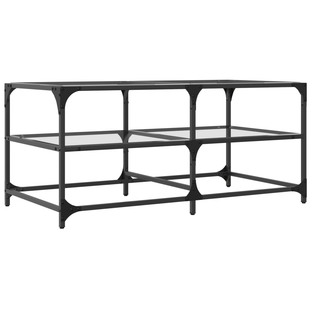 Table basse avec dessus en verre transparent 98,5x50x45cm acier - XIOS