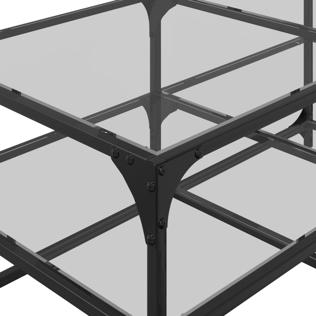 Table basse avec dessus en verre transparent 98,5x50x45cm acier - XIOS