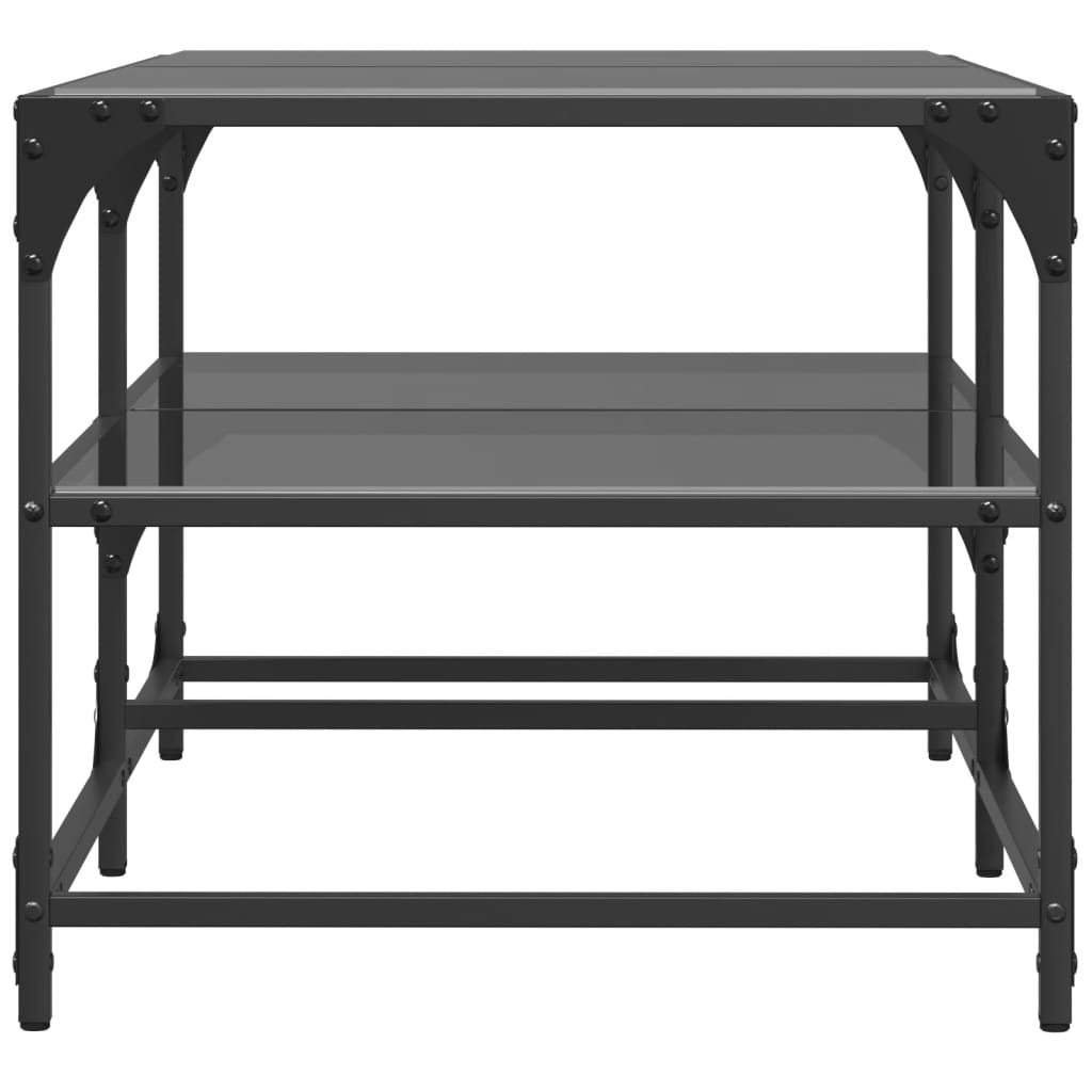 Table basse avec dessus en verre noir 98,5x50x45 cm acier - XIOS
