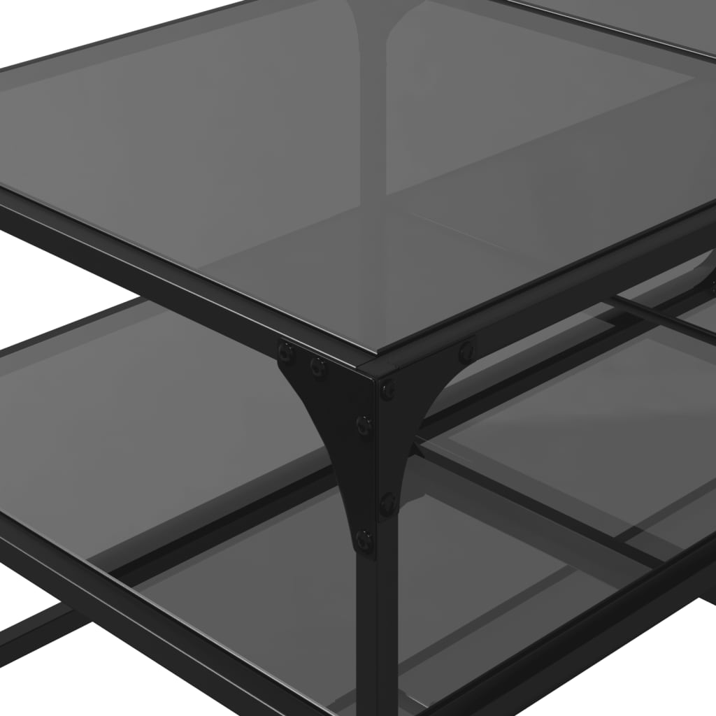 Table basse avec dessus en verre noir 98,5x50x45 cm acier - XIOS