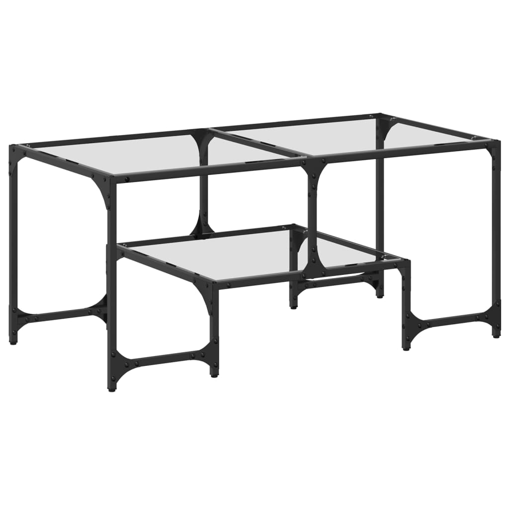 Table basse avec dessus en verre transparent 98,5x50x45cm acier - XIOS