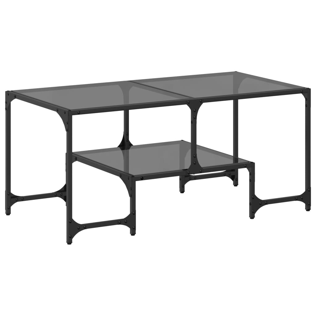Table basse avec dessus en verre noir 98,5x50x45 cm acier - XIOS