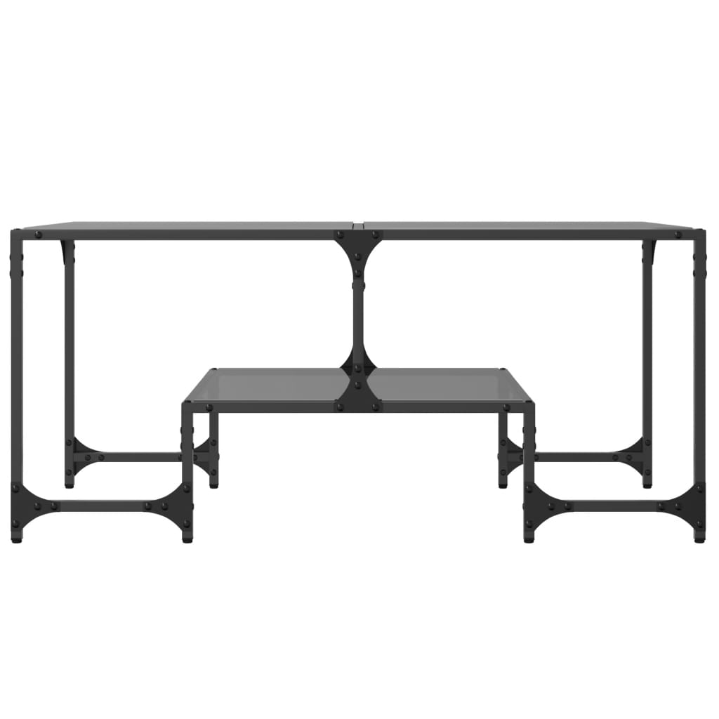 Table basse avec dessus en verre noir 98,5x50x45 cm acier - XIOS