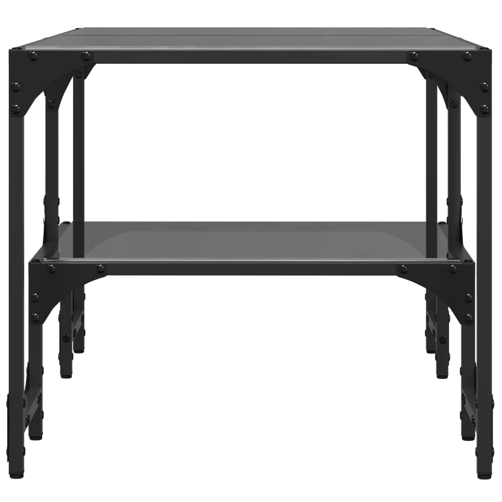 Table basse avec dessus en verre noir 98,5x50x45 cm acier - XIOS