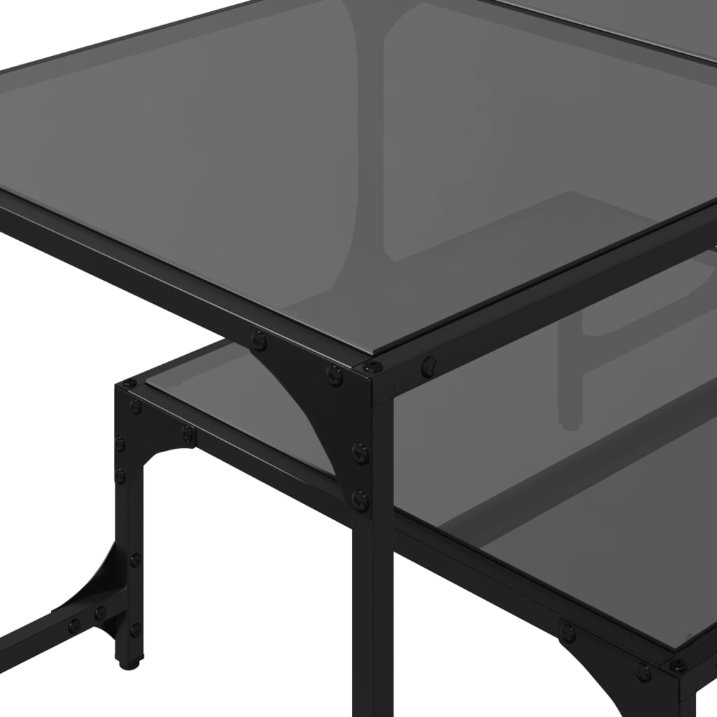 Table basse avec dessus en verre noir 98,5x50x45 cm acier - XIOS
