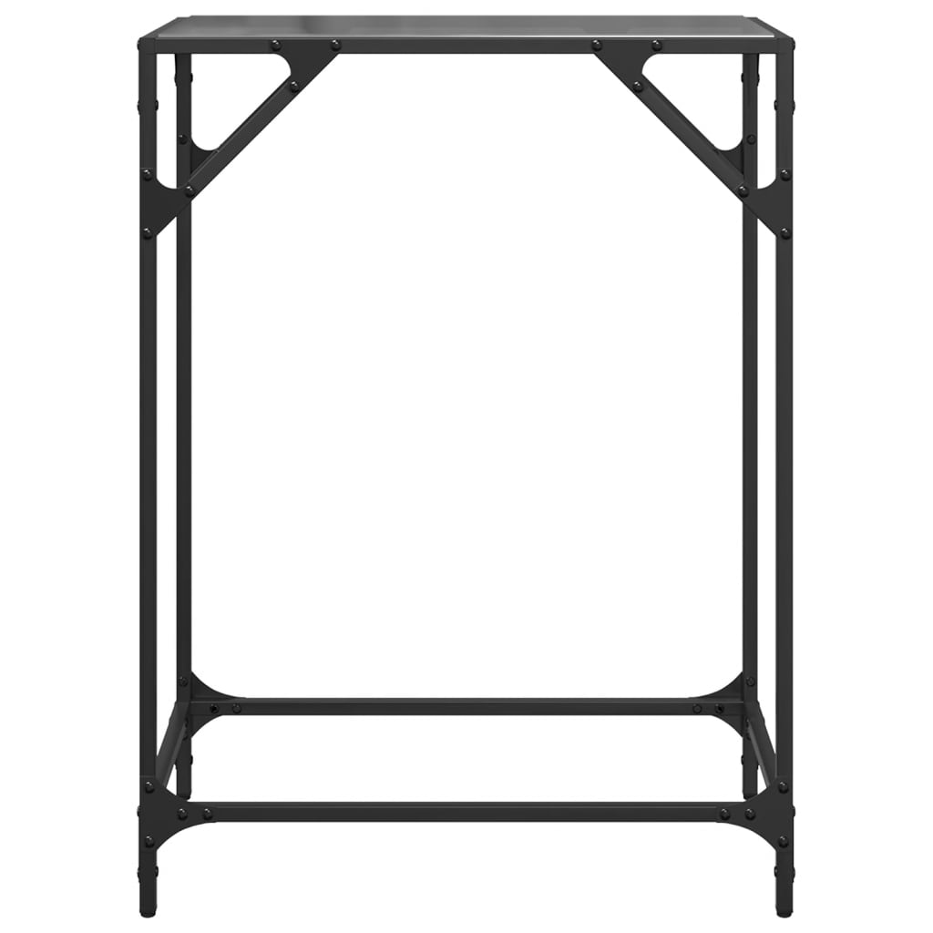 Table console avec dessus en verre noir 60x35x81 cm acier - XIOS