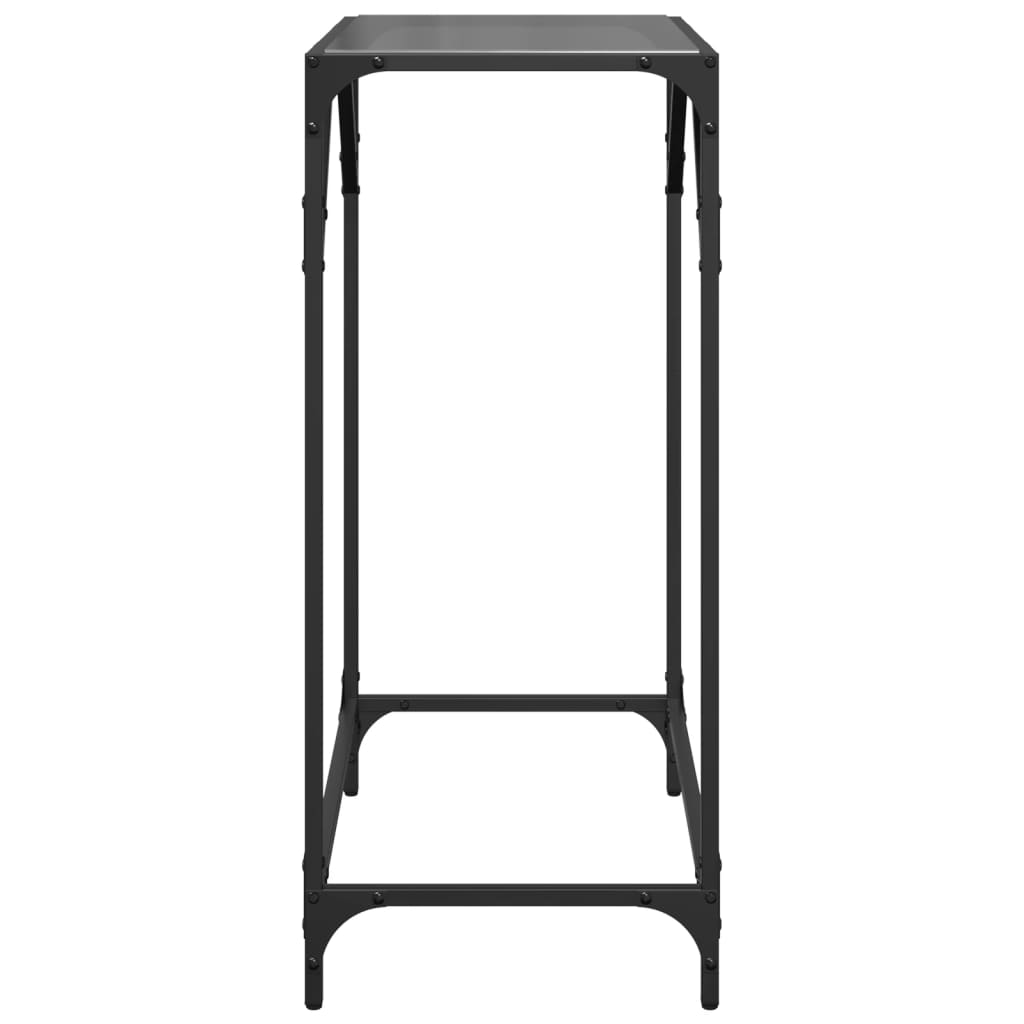 Table console avec dessus en verre noir 60x35x81 cm acier - XIOS