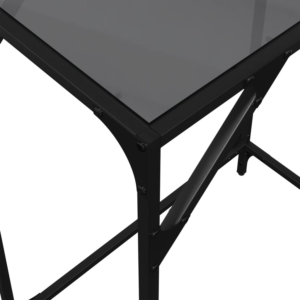 Table console avec dessus en verre noir 60x35x81 cm acier - XIOS