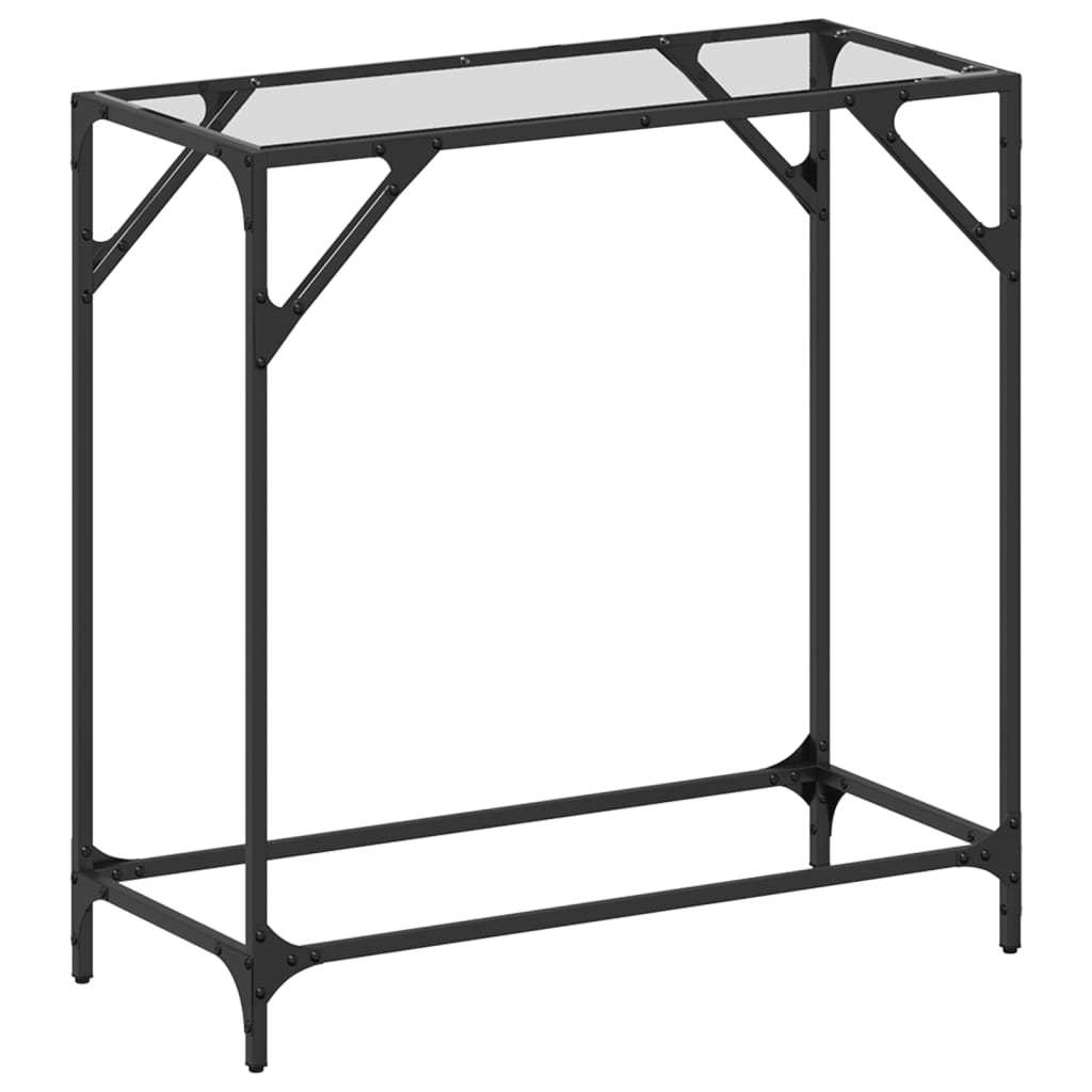Table console avec dessus en verre transparent 80x35x81cm acier - XIOS