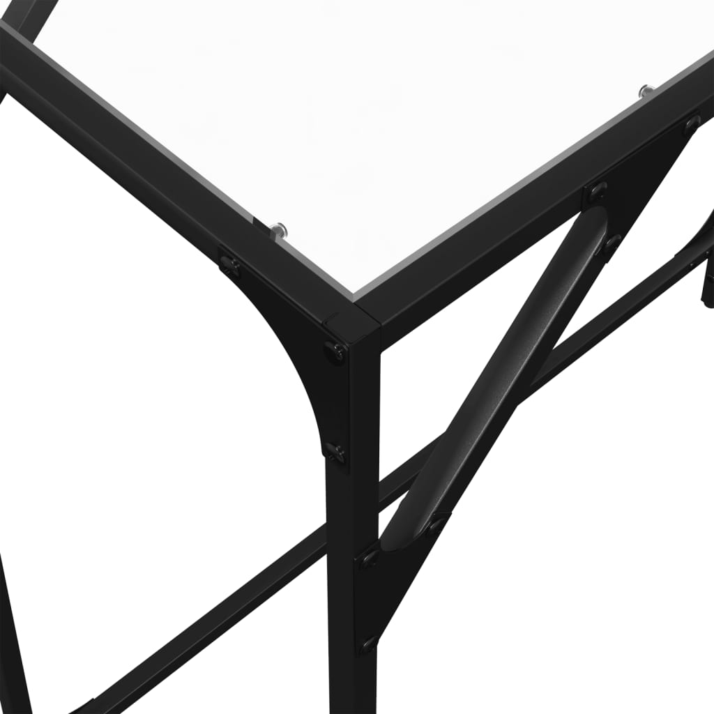 Table console avec dessus en verre transparent 80x35x81cm acier - XIOS