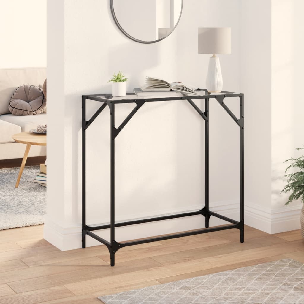Table console avec dessus en verre transparent 80x35x81cm acier - XIOS
