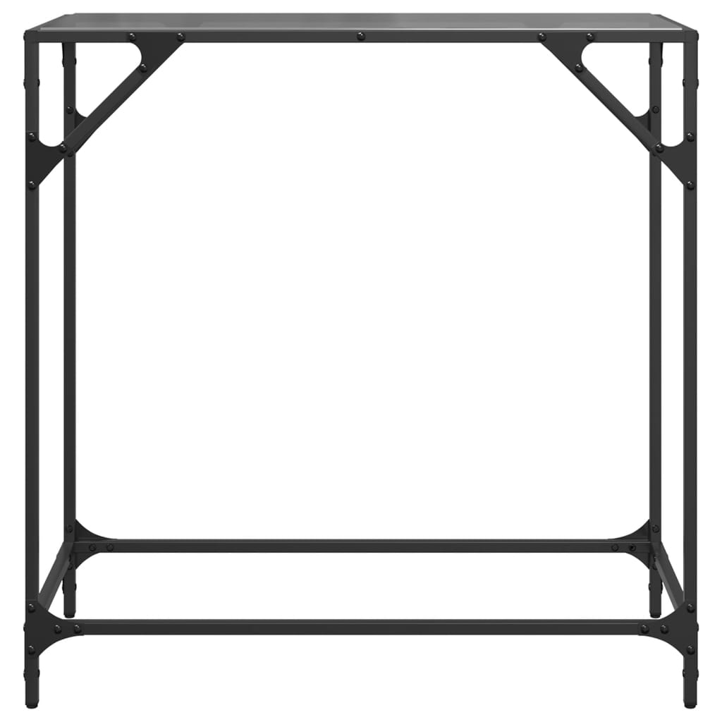 Table console avec dessus en verre noir 80x35x81 cm acier - XIOS