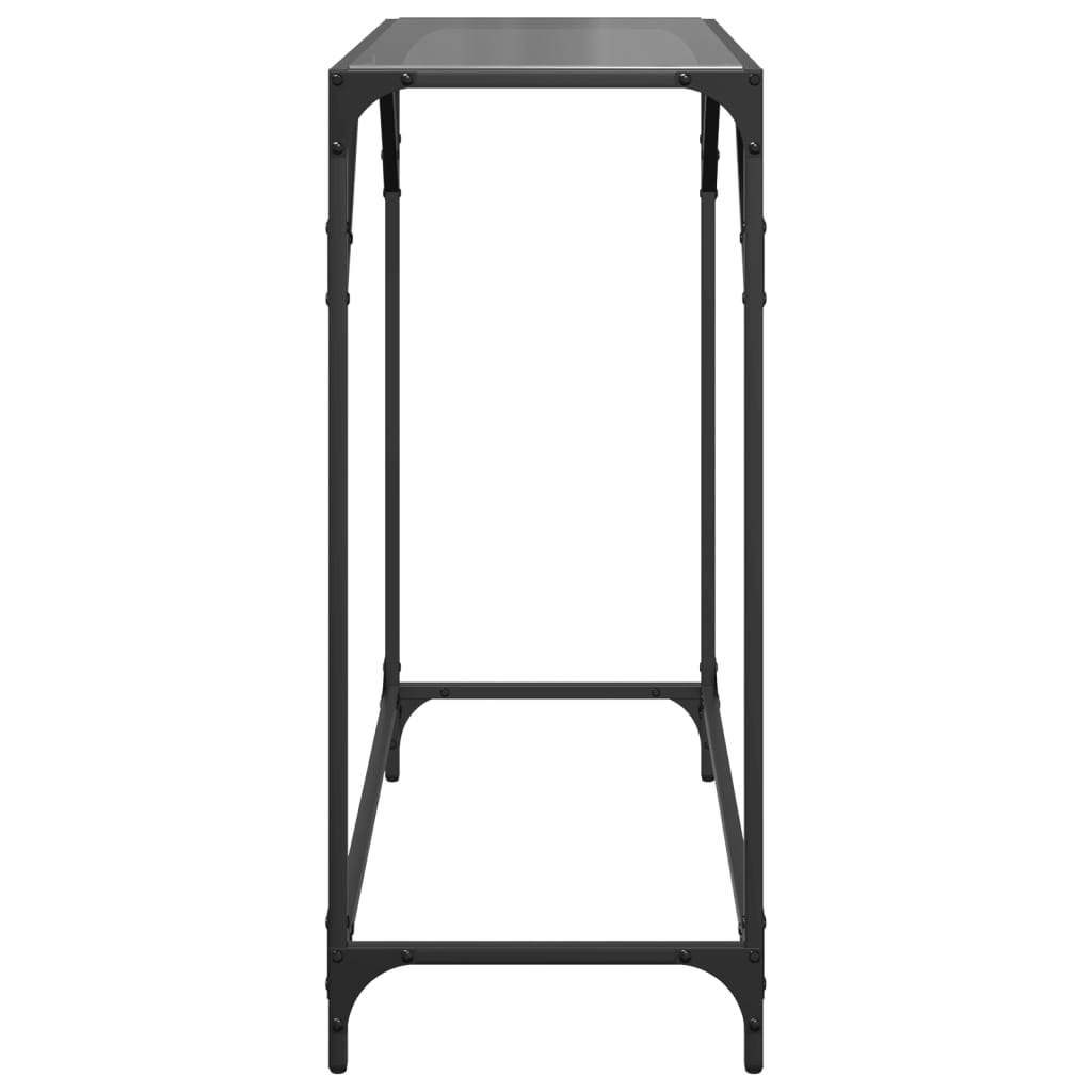 Table console avec dessus en verre noir 80x35x81 cm acier - XIOS