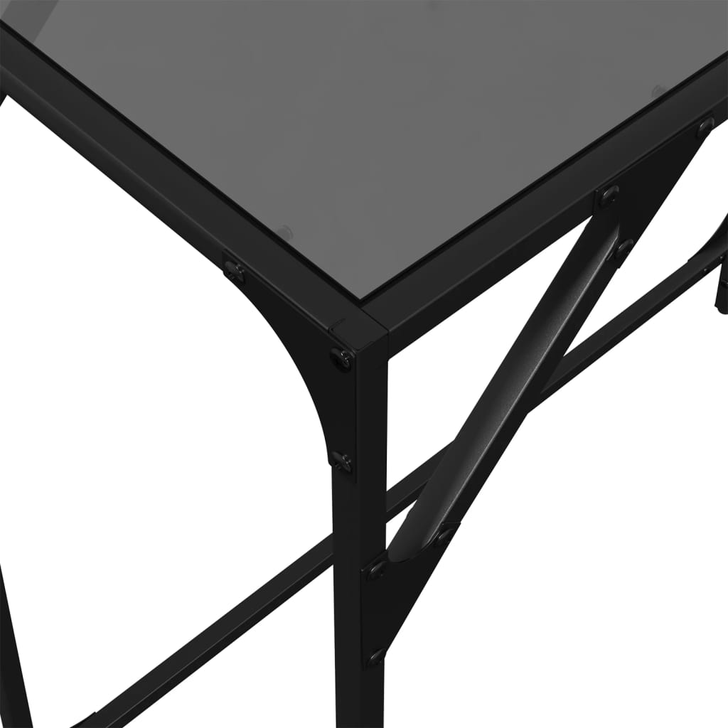 Table console avec dessus en verre noir 80x35x81 cm acier - XIOS