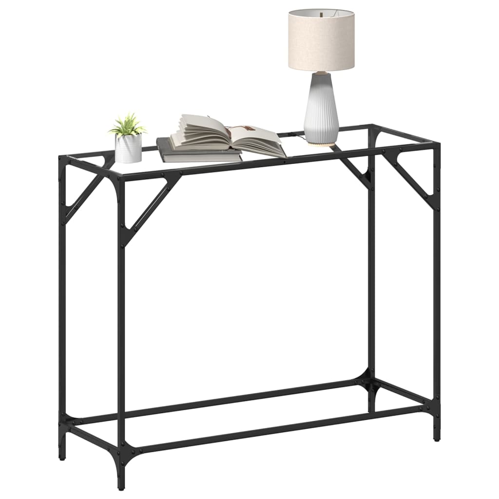 Table console avec dessus en verre transparent 98x35x81cm acier - XIOS