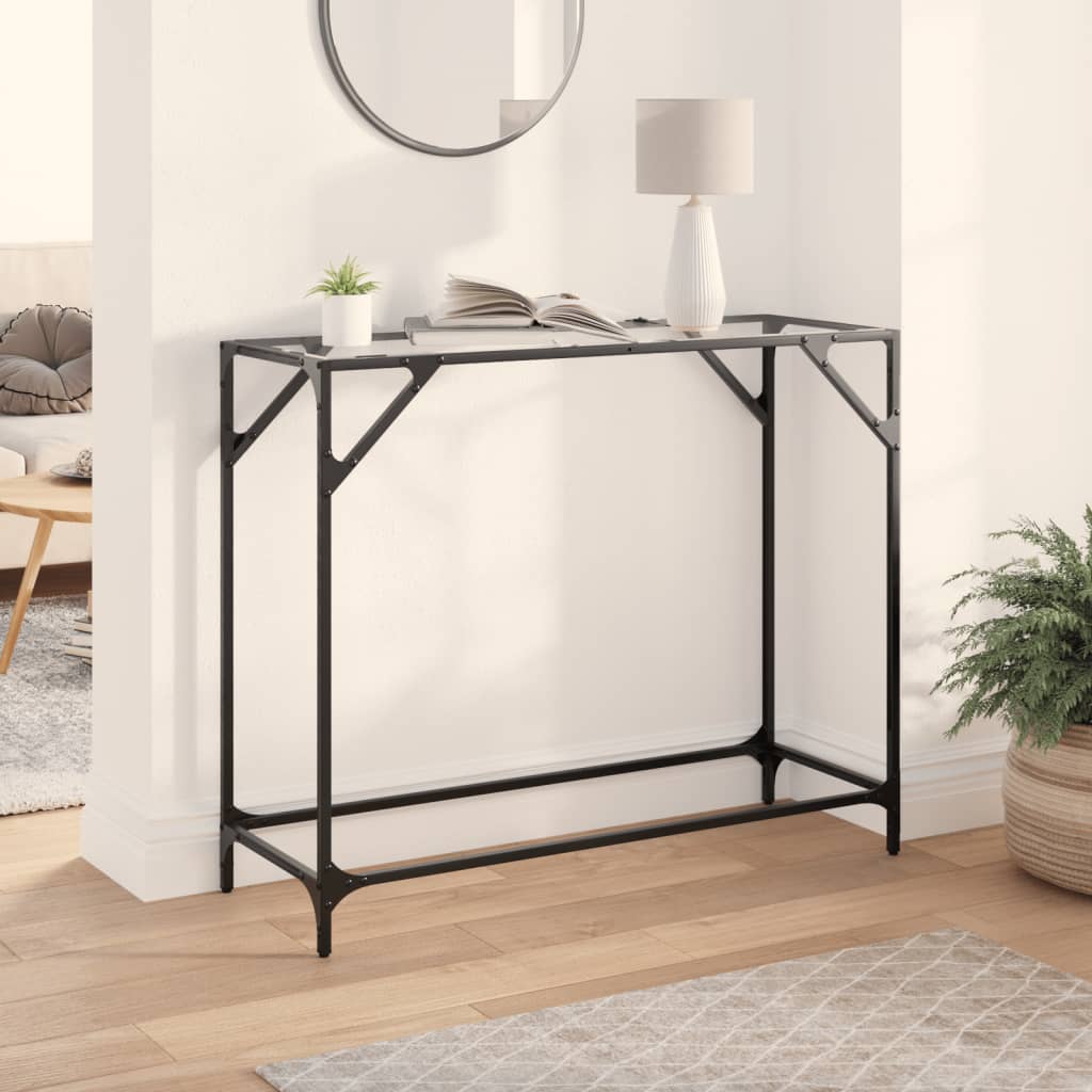 Table console avec dessus en verre transparent 98x35x81cm acier - XIOS