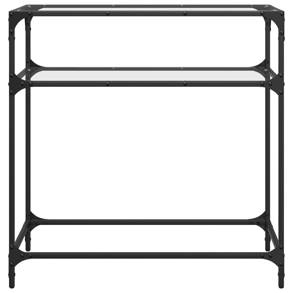 Table console avec dessus en verre transparent 80x35x81cm acier - XIOS