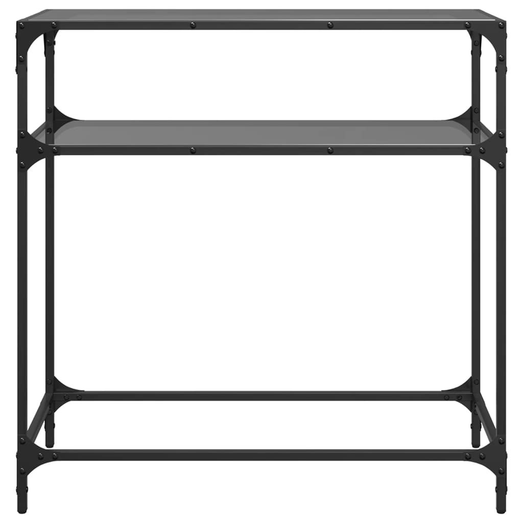 Table console avec dessus en verre noir 80x35x81 cm acier - XIOS