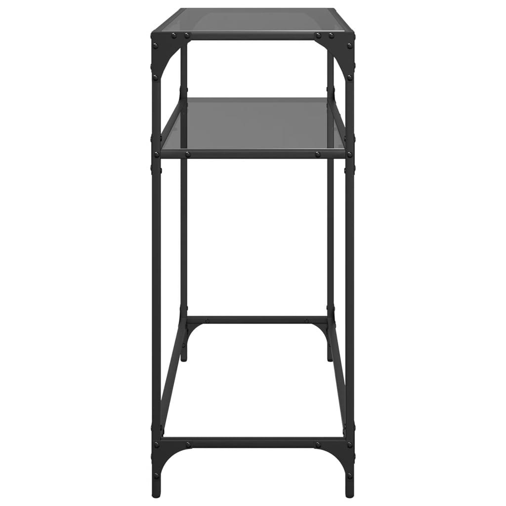 Table console avec dessus en verre noir 80x35x81 cm acier - XIOS