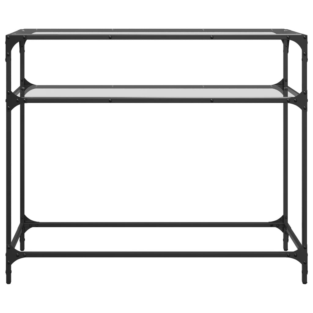 Table console avec dessus en verre transparent 98x35x81cm acier - XIOS