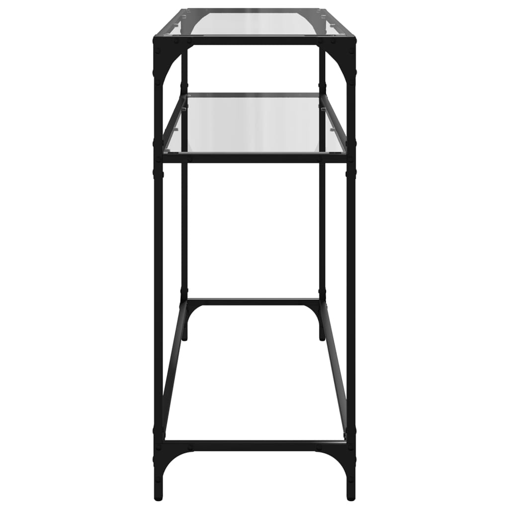Table console avec dessus en verre transparent 98x35x81cm acier - XIOS