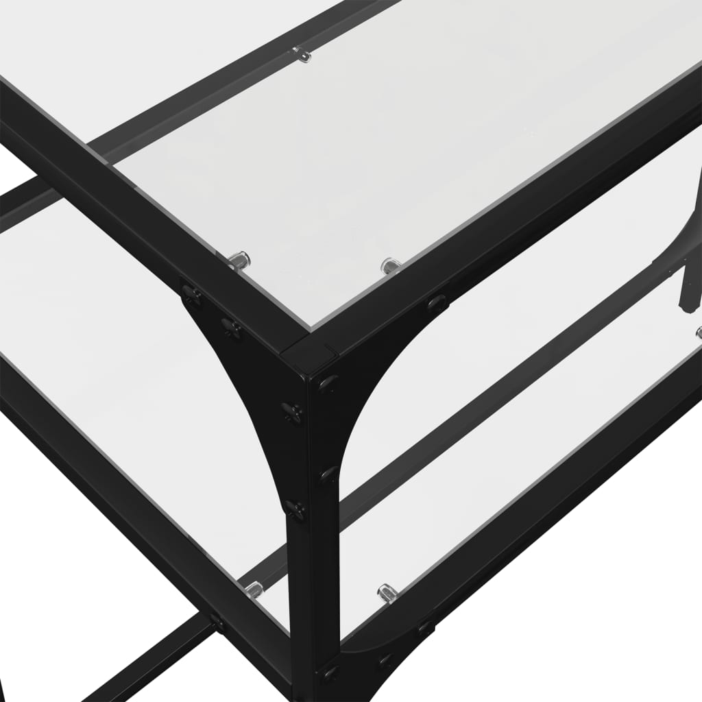 Table console avec dessus en verre transparent 98x35x81cm acier - XIOS