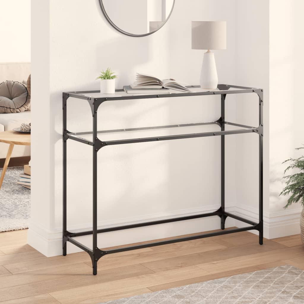 Table console avec dessus en verre transparent 98x35x81cm acier - XIOS