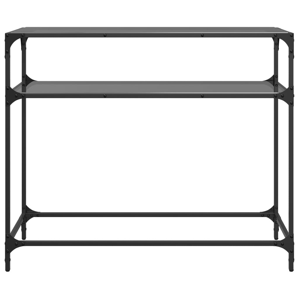 Table console avec dessus en verre noir 98x35x81 cm acier - XIOS