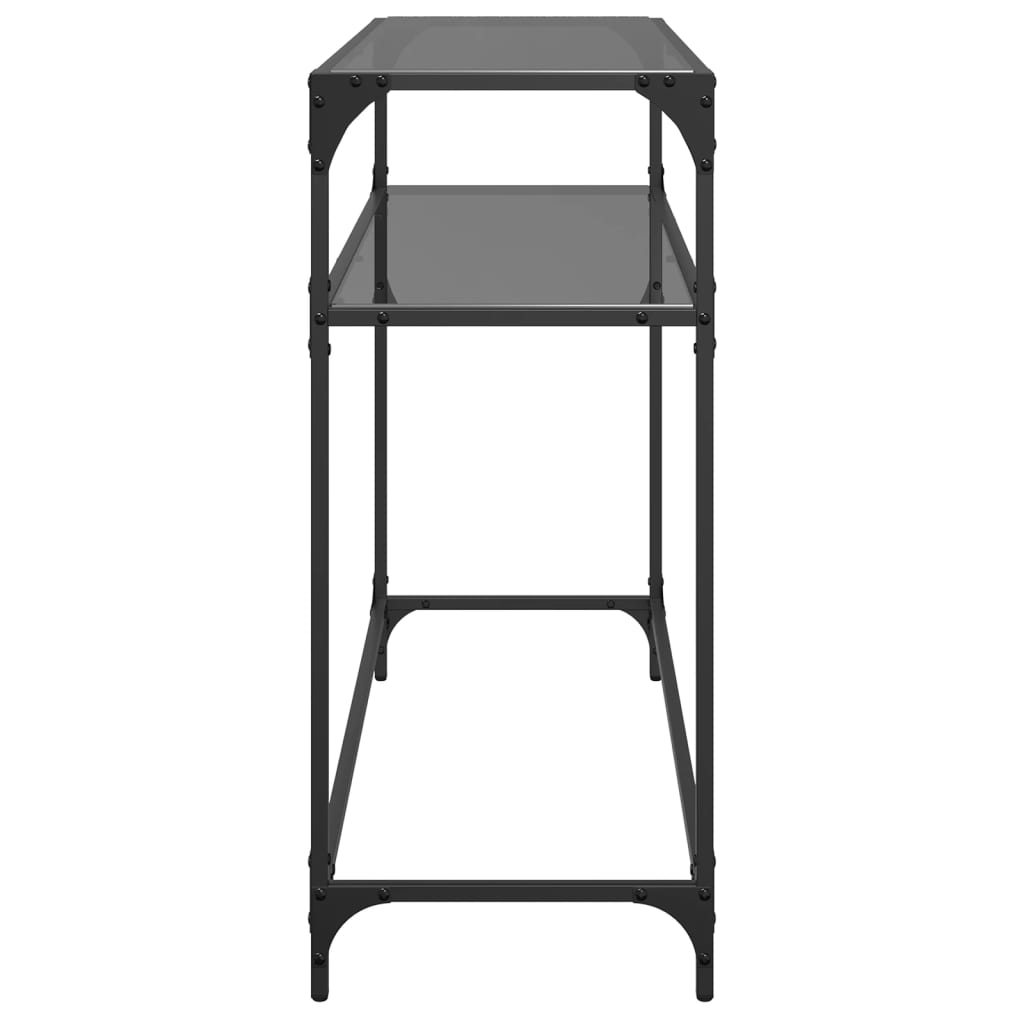 Table console avec dessus en verre noir 98x35x81 cm acier - XIOS