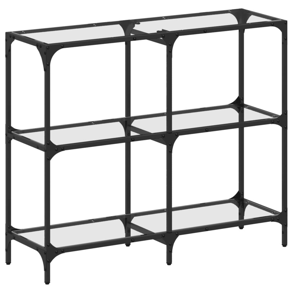 Table console avec dessus en verre transparent 98x30x81cm acier - XIOS