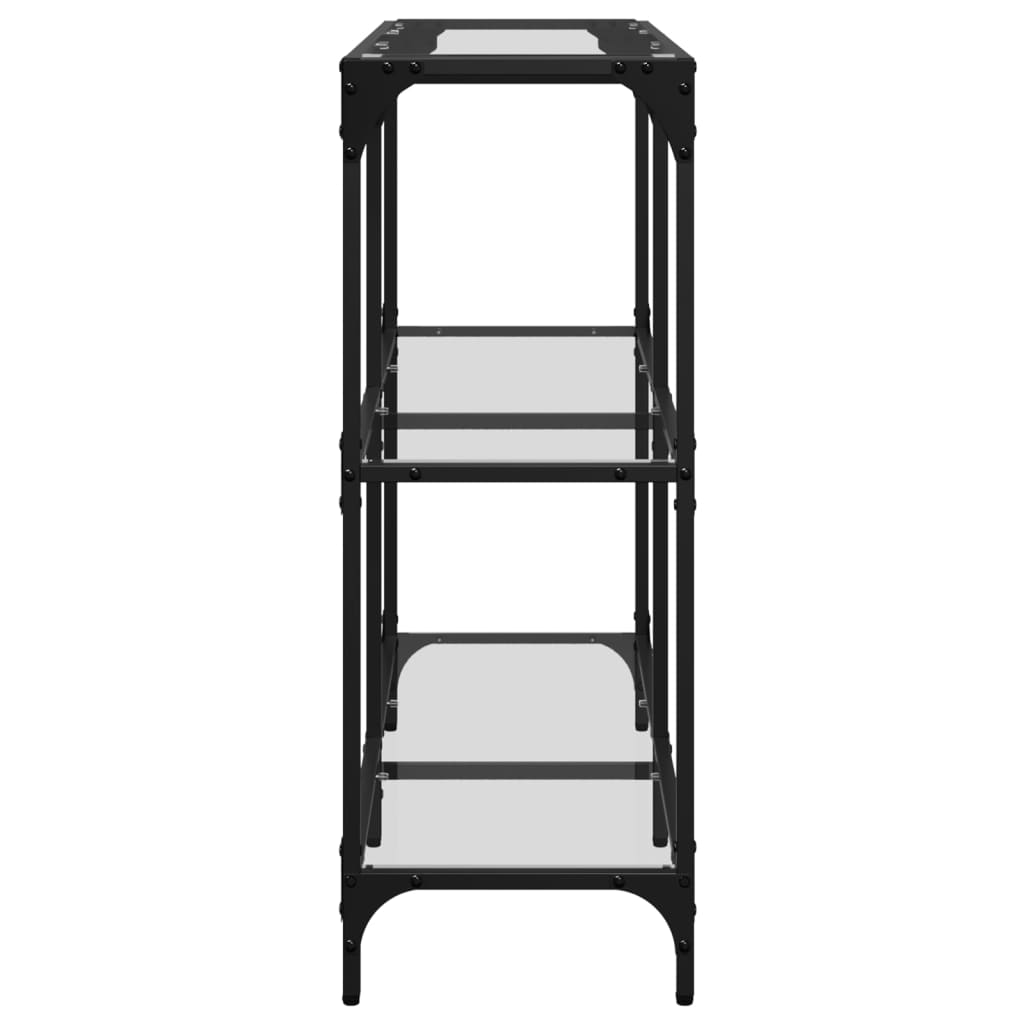 Table console avec dessus en verre transparent 98x30x81cm acier - XIOS