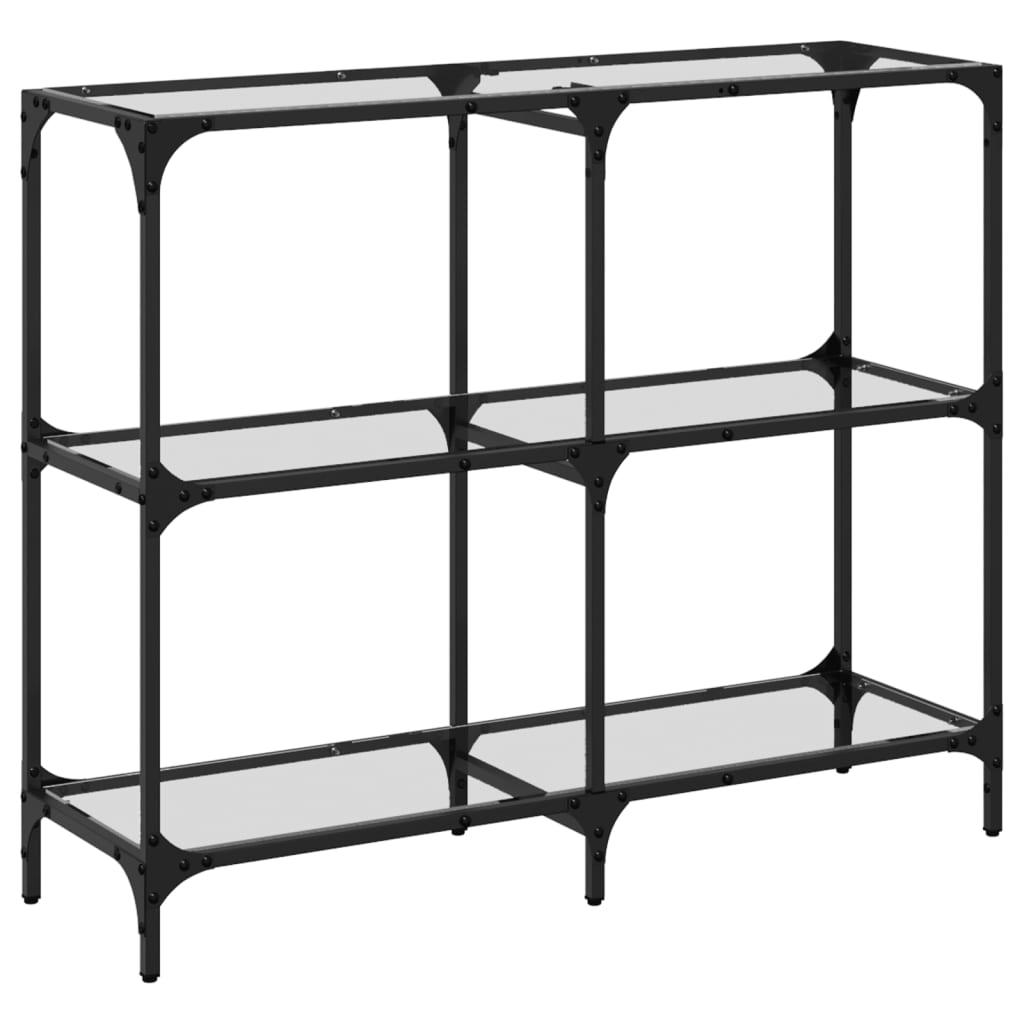 Table console avec dessus en verre transparent 98x30x81cm acier - XIOS