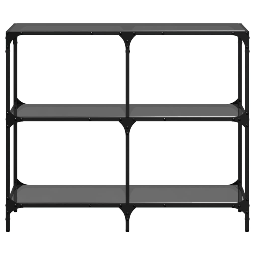 Table console avec dessus en verre noir 98x30x81 cm acier - XIOS