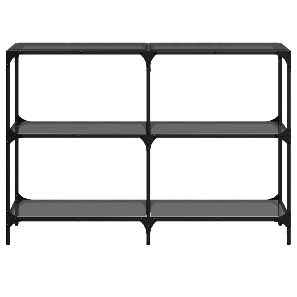 Table console avec dessus en verre noir 118,5x30x81 cm acier - XIOS