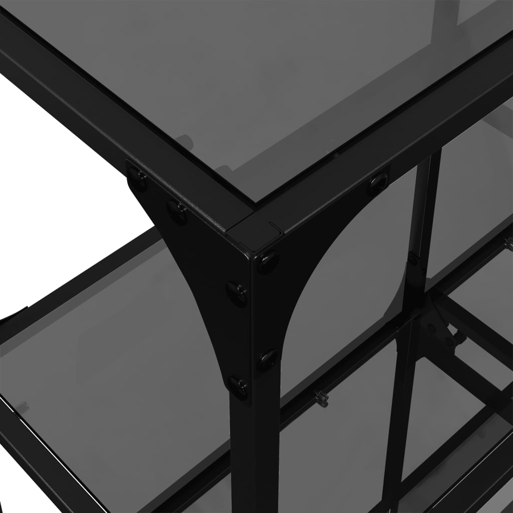 Table console avec dessus en verre noir 118,5x30x81 cm acier - XIOS