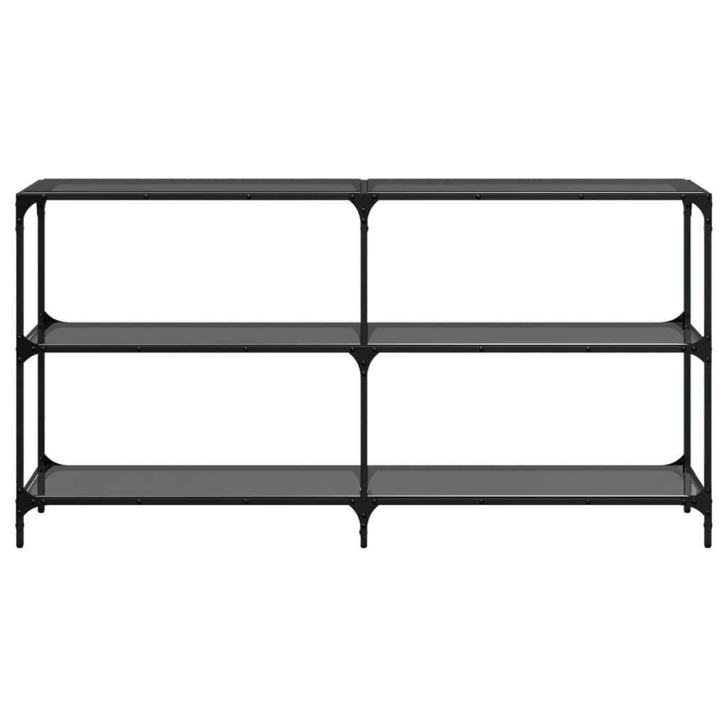 Table console avec dessus en verre noir 158,5x30x81 cm acier - XIOS